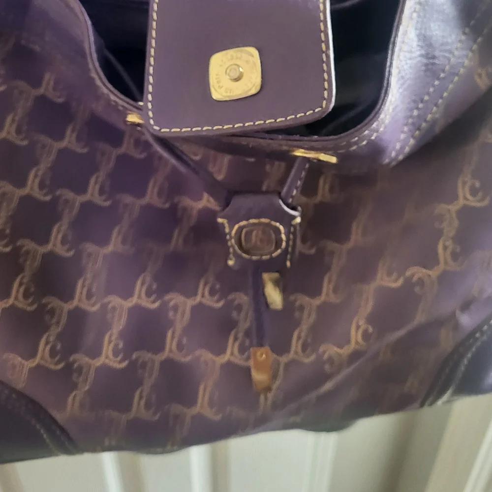 Liz Claiborne women's handbag purple and gold chainlink satchel - Picture 11 of 14